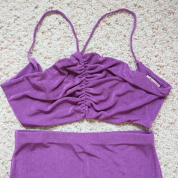 She Is Us Maxi Skirt Top Bra Set L Purple Slinky Stretch Comfort Beach Vacation - Picture 2 of 8
